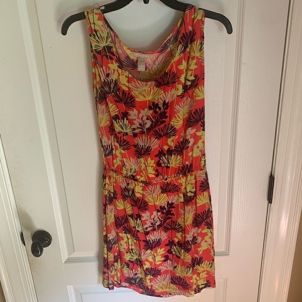 Banana Republic red and orange tropical Print sleeveless dress - Picture 3 of 5